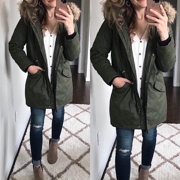 Jackets & Coats Winter Parka Olive Green Faux Fur Hooded Women Jacket Coat Poshmark